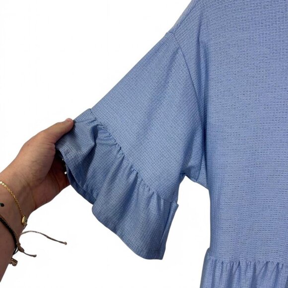 Liberty Love Baby Blue Flowy Dress Knee Length Size‎ Large Lightweight Modest - Picture 3 of 5